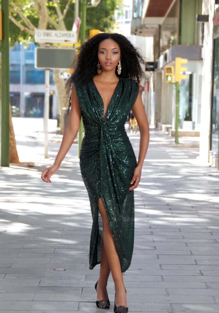 Vestido lentejuelas verde Inés