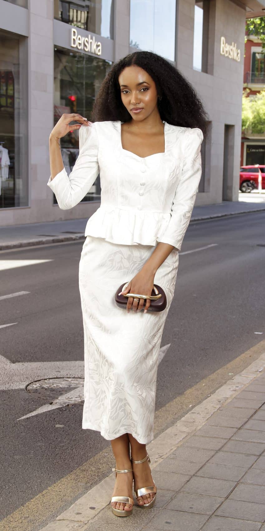 Vestido blanco jacquard Elisa